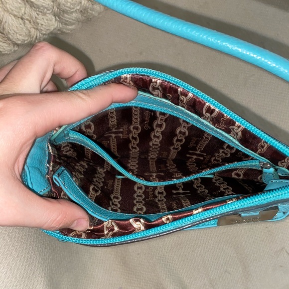 Teal purse with silk lining - Picture 3 of 5